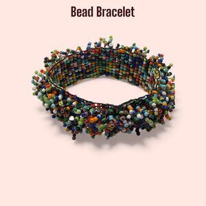 Multicolor Stretch Bead Bracelet Wide 2.5”